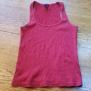 Vintage Gap Women's M Sleeveless Red Ribbed Cotton Tank Top Retro Y2K
